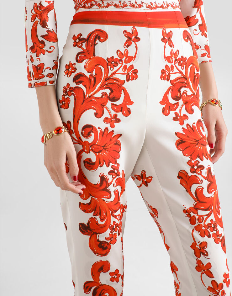 Dolce & Gabbana Majolica-print charmeuse leggings Multicolor FTDJ0TGDDRJ