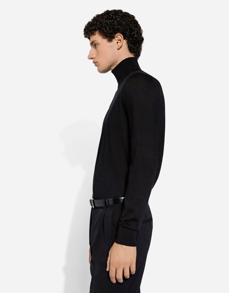 Dolce & Gabbana Jersey de cuello alto en cachemira y seda Negro GXW05TJFMEH