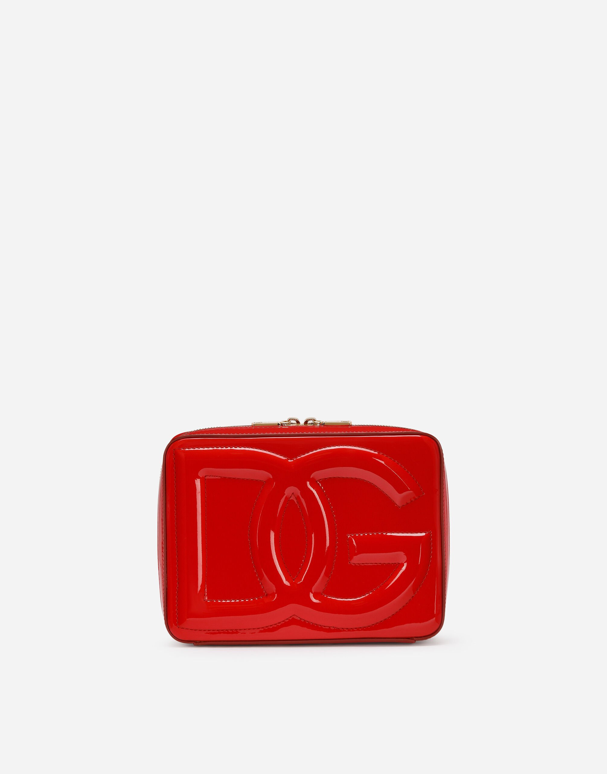 Dolce & Gabbana Камера-бэг DG Logo Bag среднего размера из лакированной кожи розовый BB7287AS204