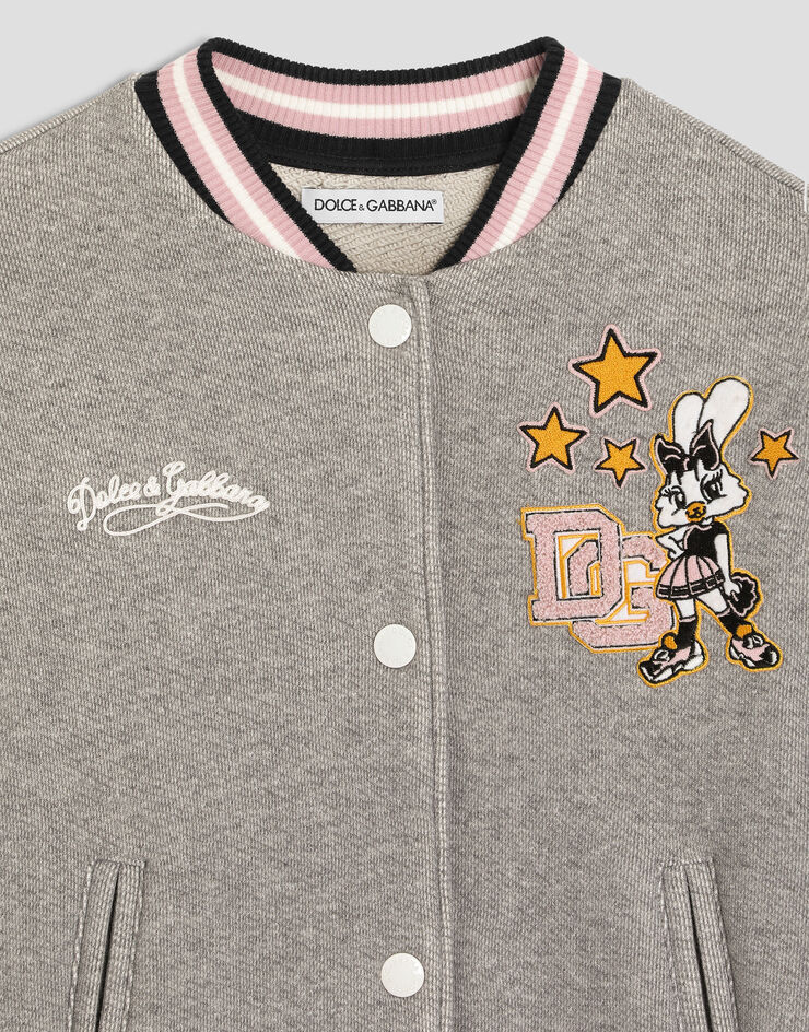 Dolce & Gabbana Bomberjacke aus Sweatstoff mit Patch Grau L5JBS5G7P7Q