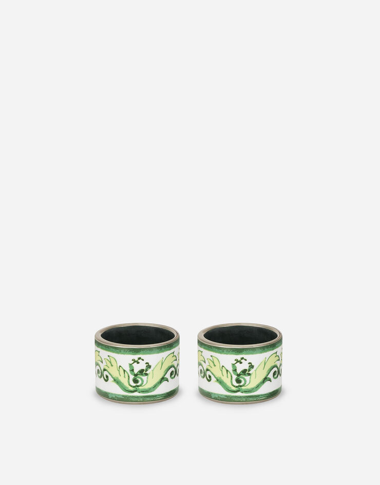Dolce & Gabbana Set mit 2 mittelgroßen Serviettenringen aus Porzellan Mehrfarbig TCGS03TCAEM