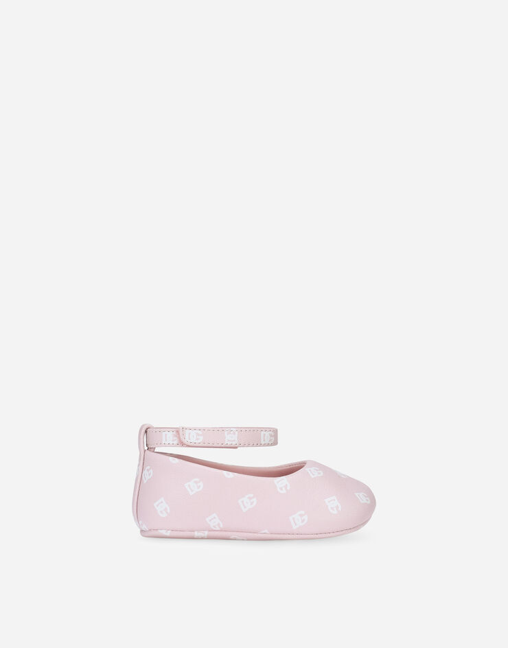 Dolce & Gabbana Ballerines nouveau-née en cuir nappa à imprimé logo DG Rose DK0065AS690