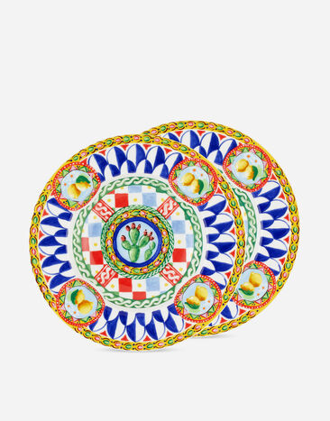 Dolce & Gabbana Set 2 Soup Plates in Fine Porcelain Multicolor TC0S05TCA88
