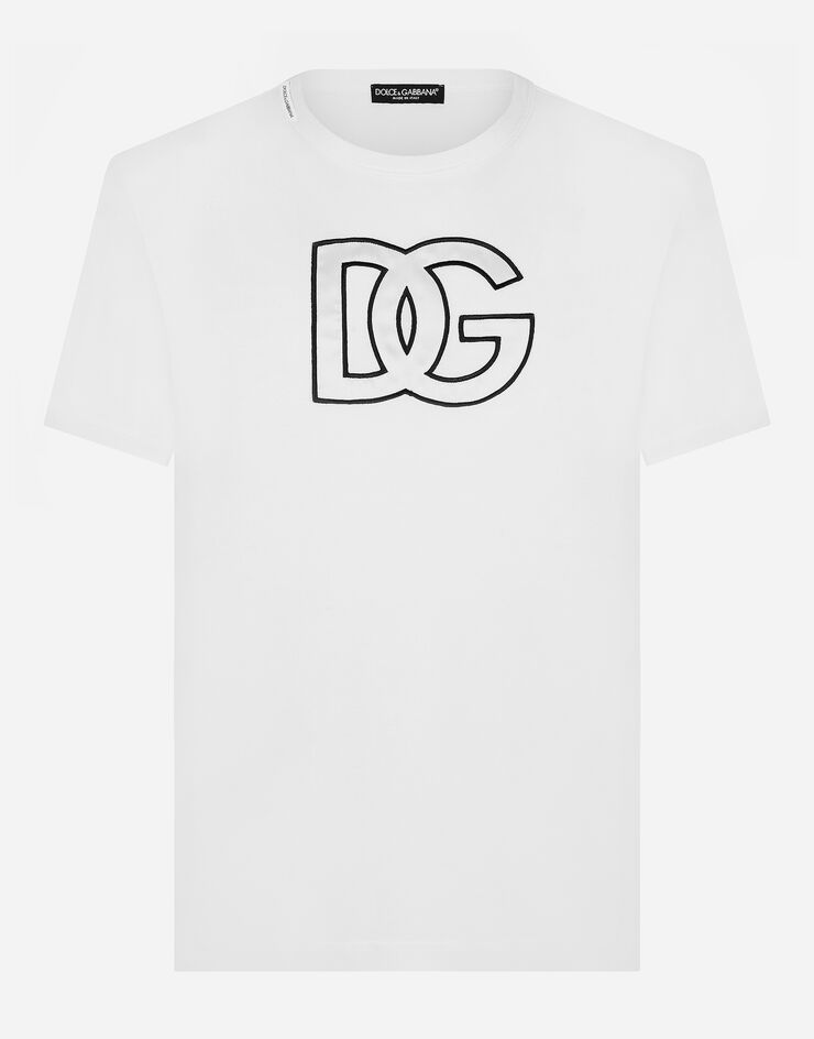 Dolce & Gabbana T-shirt en coton à écusson DG Blanc G8PL5ZFU7EQ