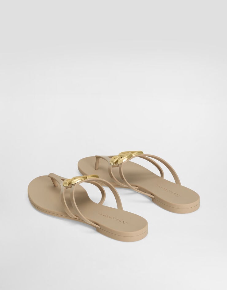 Dolce & Gabbana Rubber beachwear slides with logo Multicolor CW2418AY817