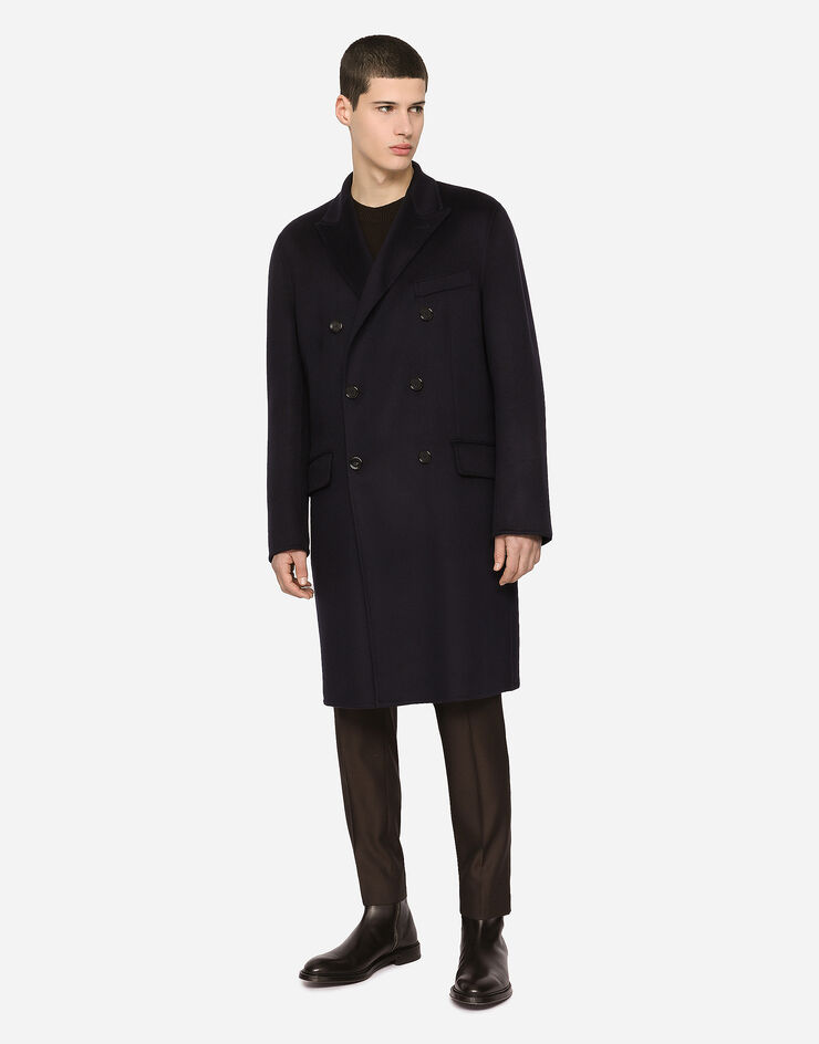 Dolce & Gabbana Double-breasted double cashmere coat Blu G007XTFU2MA