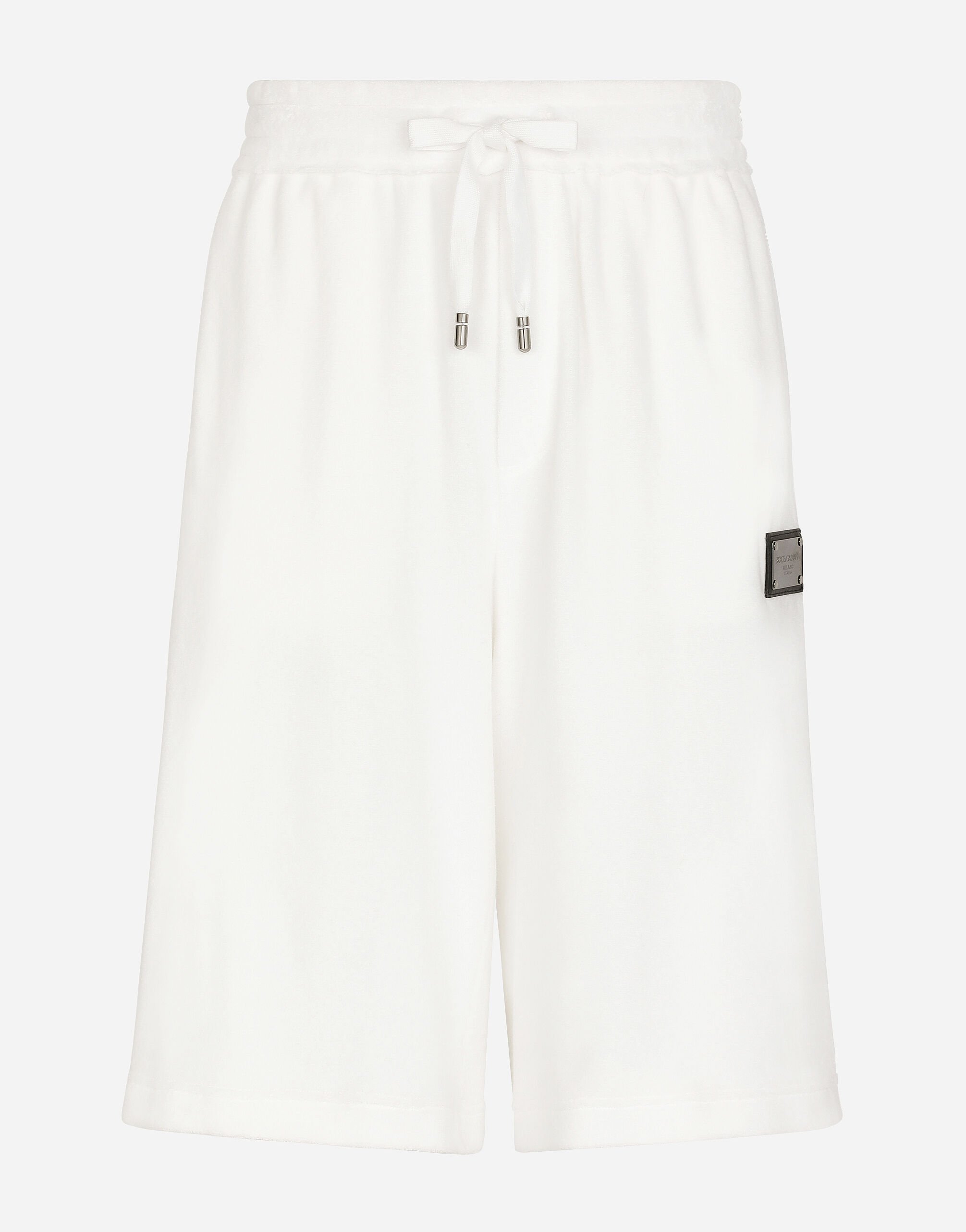 Dolce & Gabbana Jersey terry jogging shorts with logo plate Blue CS2215AN994