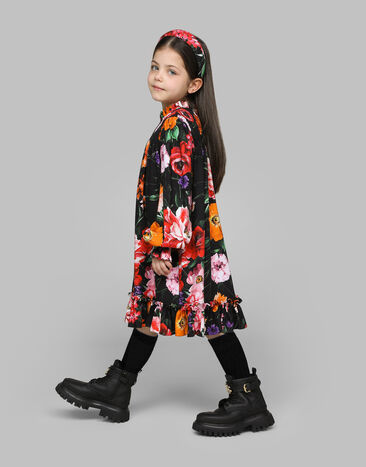 Dolce & Gabbana Viyella hairband with floral print over a black background Print LB3L54FS8DD