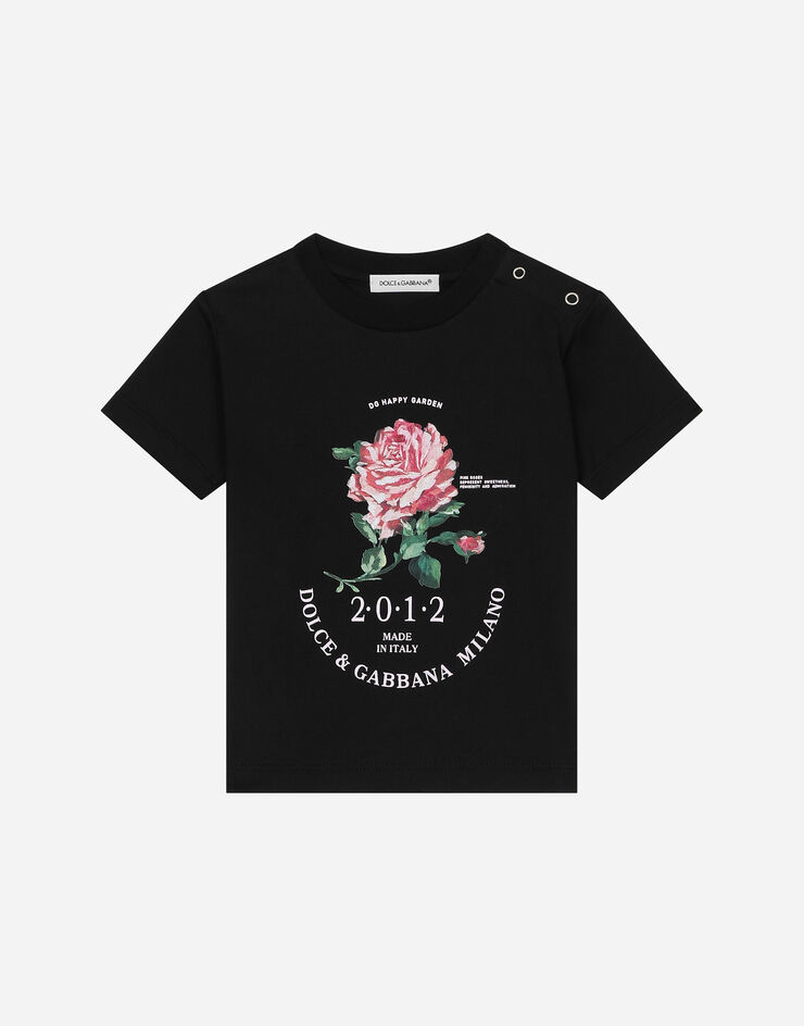 Dolce & Gabbana Camiseta de punto con logotipo Dolce&Gabbana y rosa Negro L2JTKTG7N0U