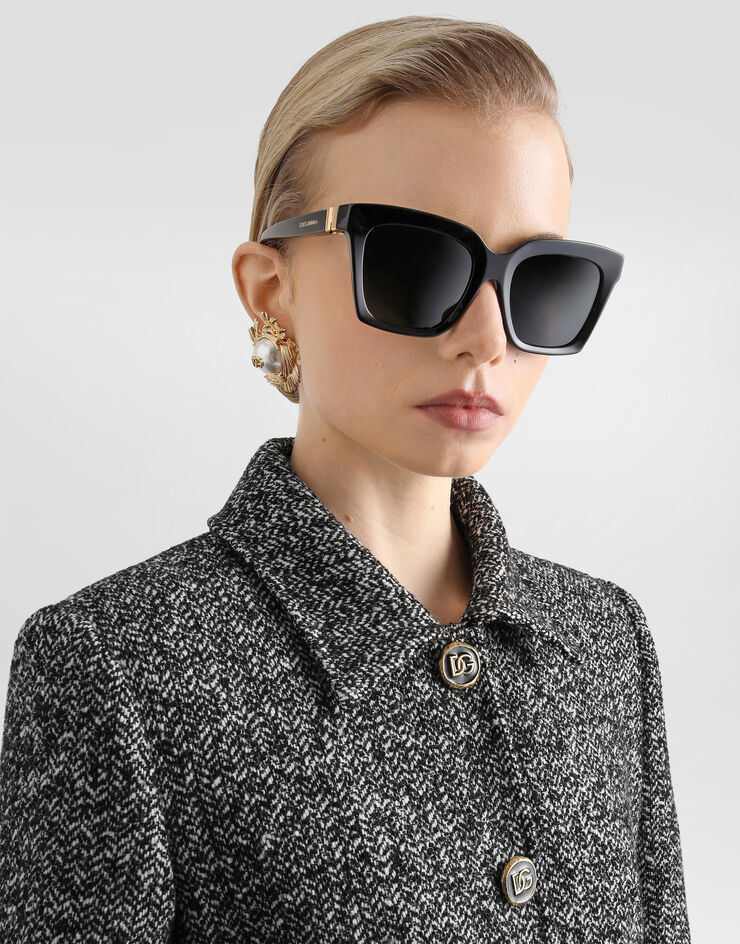 Dolce & Gabbana Abrigo de botonadura simple en mezcla de lana con motivo chevrón Dolce & Gabbana Abrigo de botonadura simple en mezcla de lana con motivo chevrón Multicolor F0W7TTFCZAE