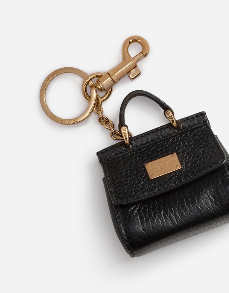 Dolce & Gabbana Calfskin Sicily keychain Black BI1073AC176
