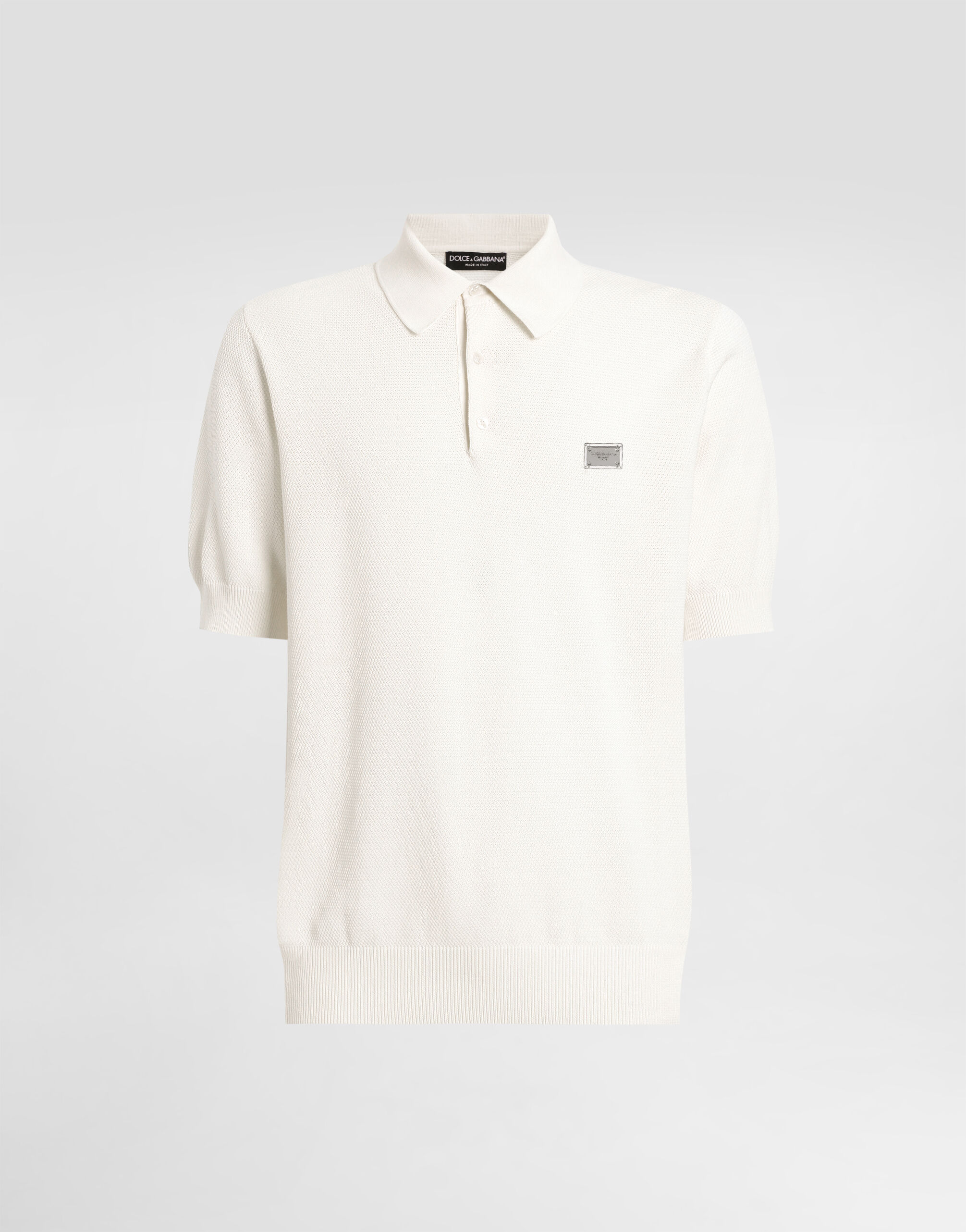 Tシャツ・カットソー Dolce & Gabbana SS25 POLO WITH LOGO (GXZ02T JBCE9W0111) Cotton polo-shirt with logo tag in White for Men