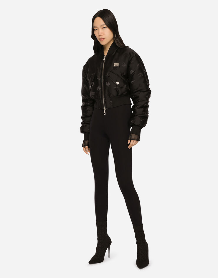 Dolce & Gabbana Technical jacquard bomber jacket with DG logo Black F9P42TFJSCF