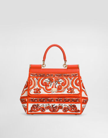 Dolce & Gabbana Small Sicily handbag with majolica embroidery Orange BB6003BW050