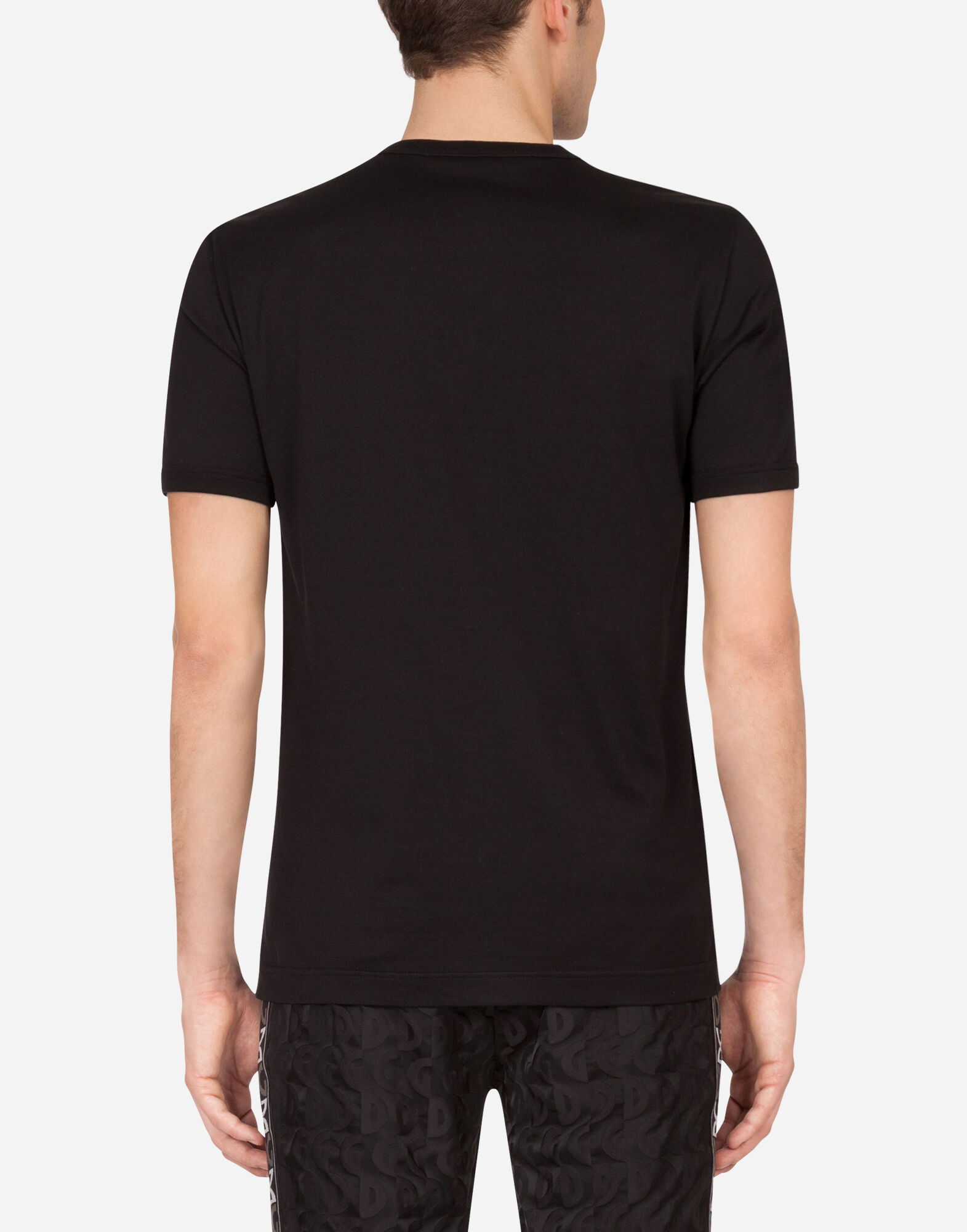 【Dolce & Gabbana】DGパッチ付きコットンラウンドネックTシャツ Tシャツ コットン DGパッチ