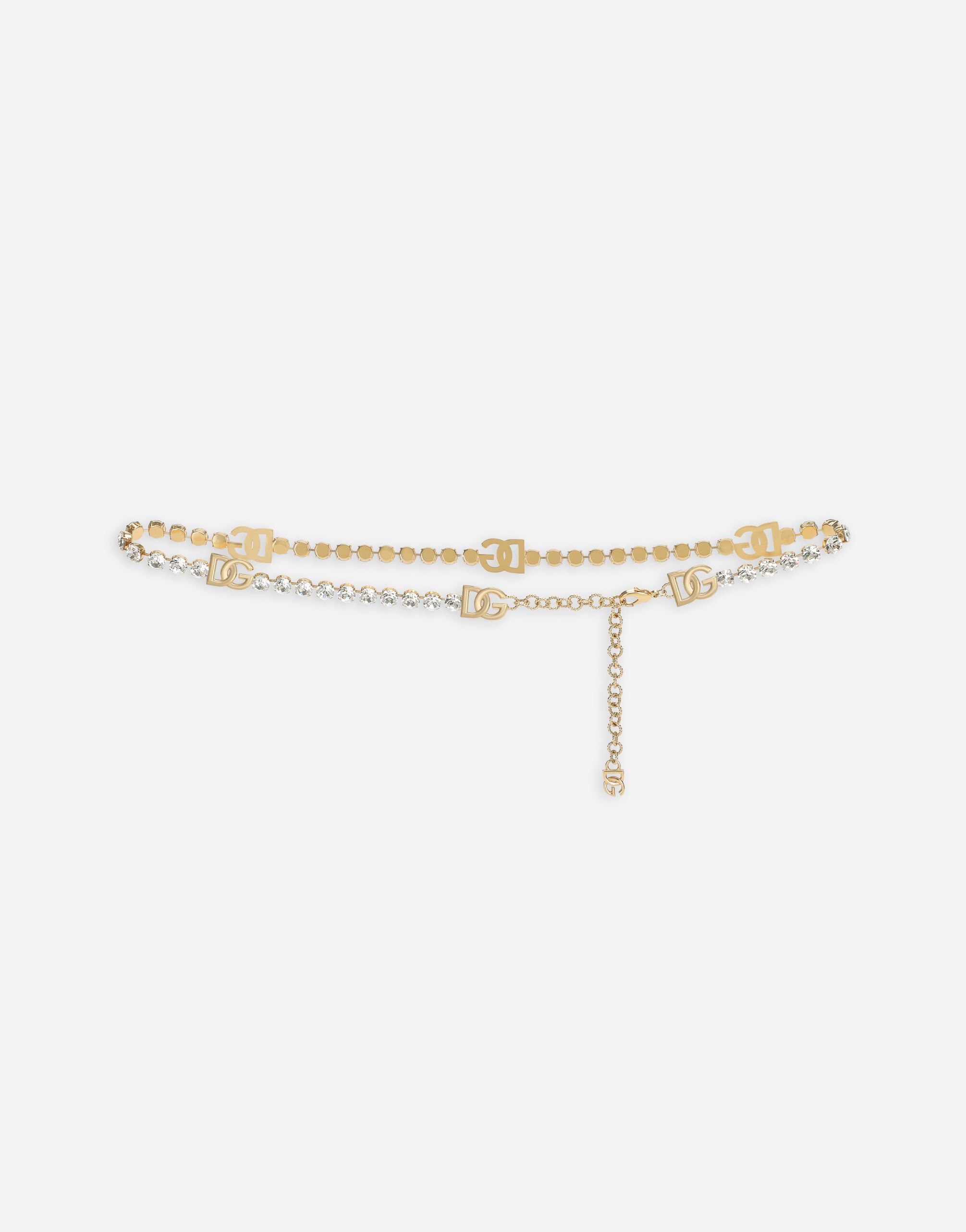 Dolce & Gabbana Belt with rhinestone embellishment and DG logo Gold BE1315AK870