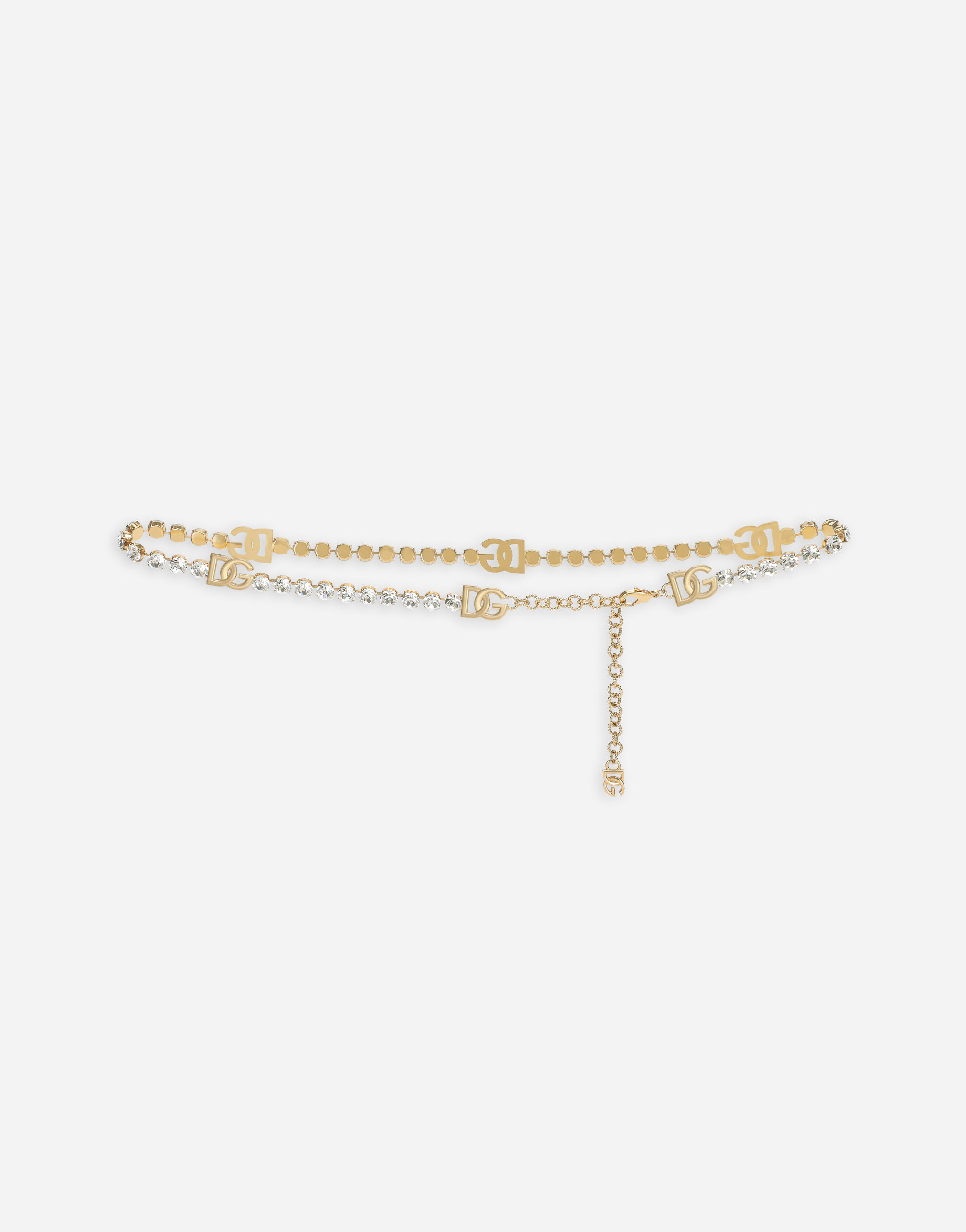 Belt with rhinestone embellishment and DG logo in Gold for Women