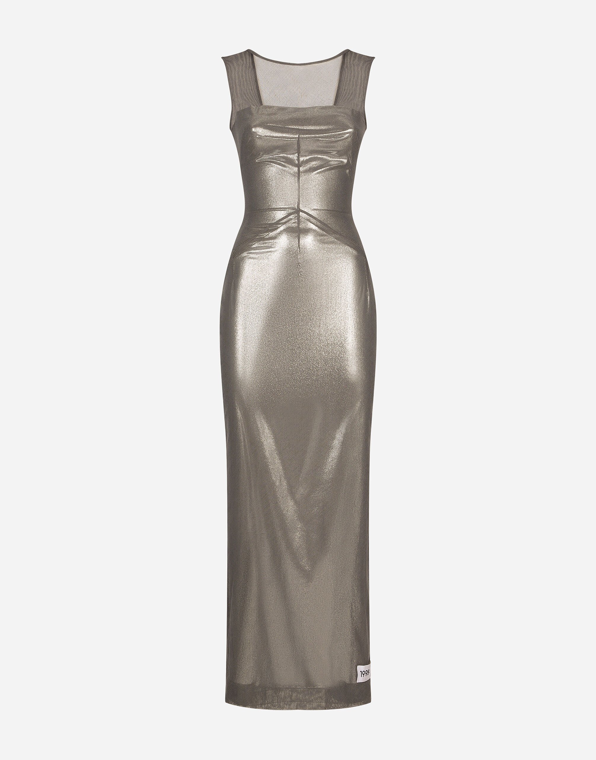 Dolce & Gabbana KIM DOLCE&GABBANA Robe longue en tulle et jersey lamé Noir VG6187VN187
