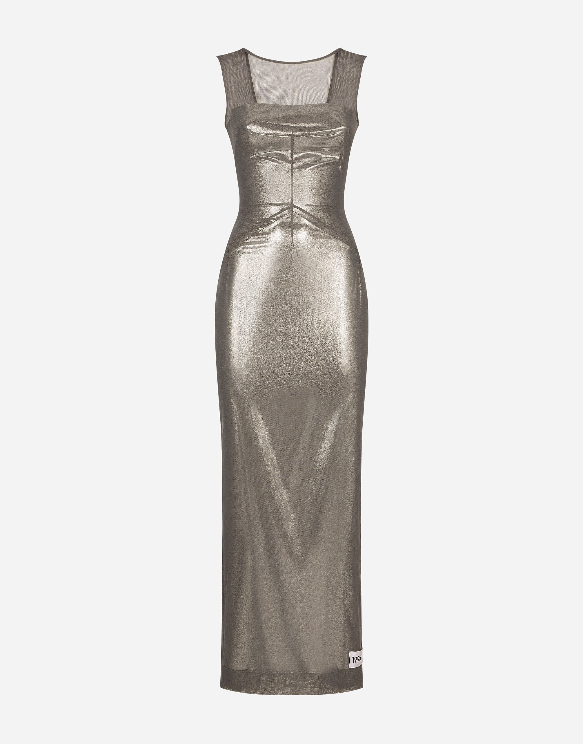 KIM DOLCE&GABBANA Long foiled jersey and tulle dress in Multicolor for  Women | Dolce&Gabbana® US