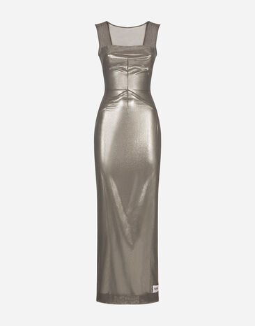 Dolce & Gabbana KIM DOLCE&GABBANAロングドレス チュール＆ラミネートジャージー 淡いピンク F6WV5TFUMNT