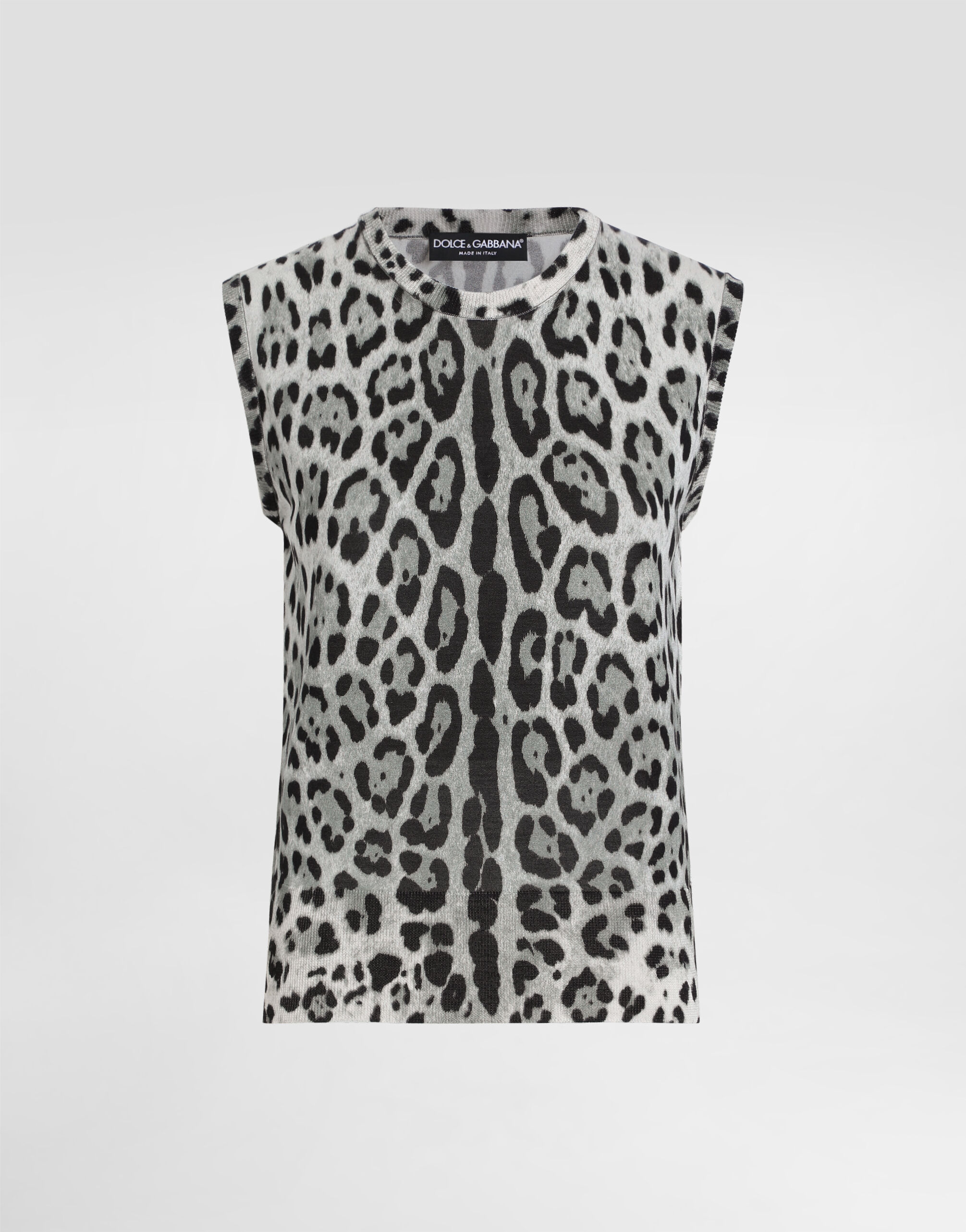Silk tank top with leopard print in Print for Women