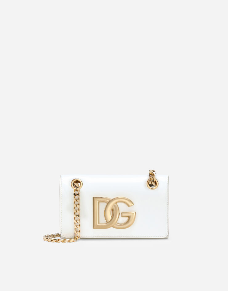 Dolce & Gabbana Phone bag 3.5 en cuir de veau brillant Blanc BI3152A1037