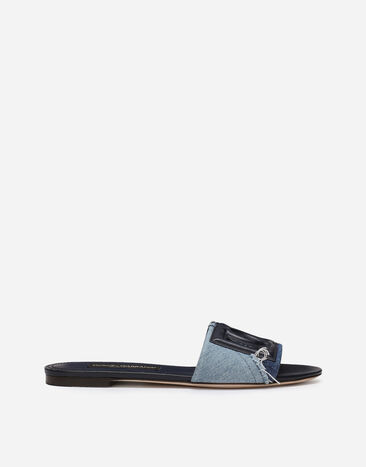 Dolce & Gabbana Patchwork denim slides with DG logo Print CW2215A6L05