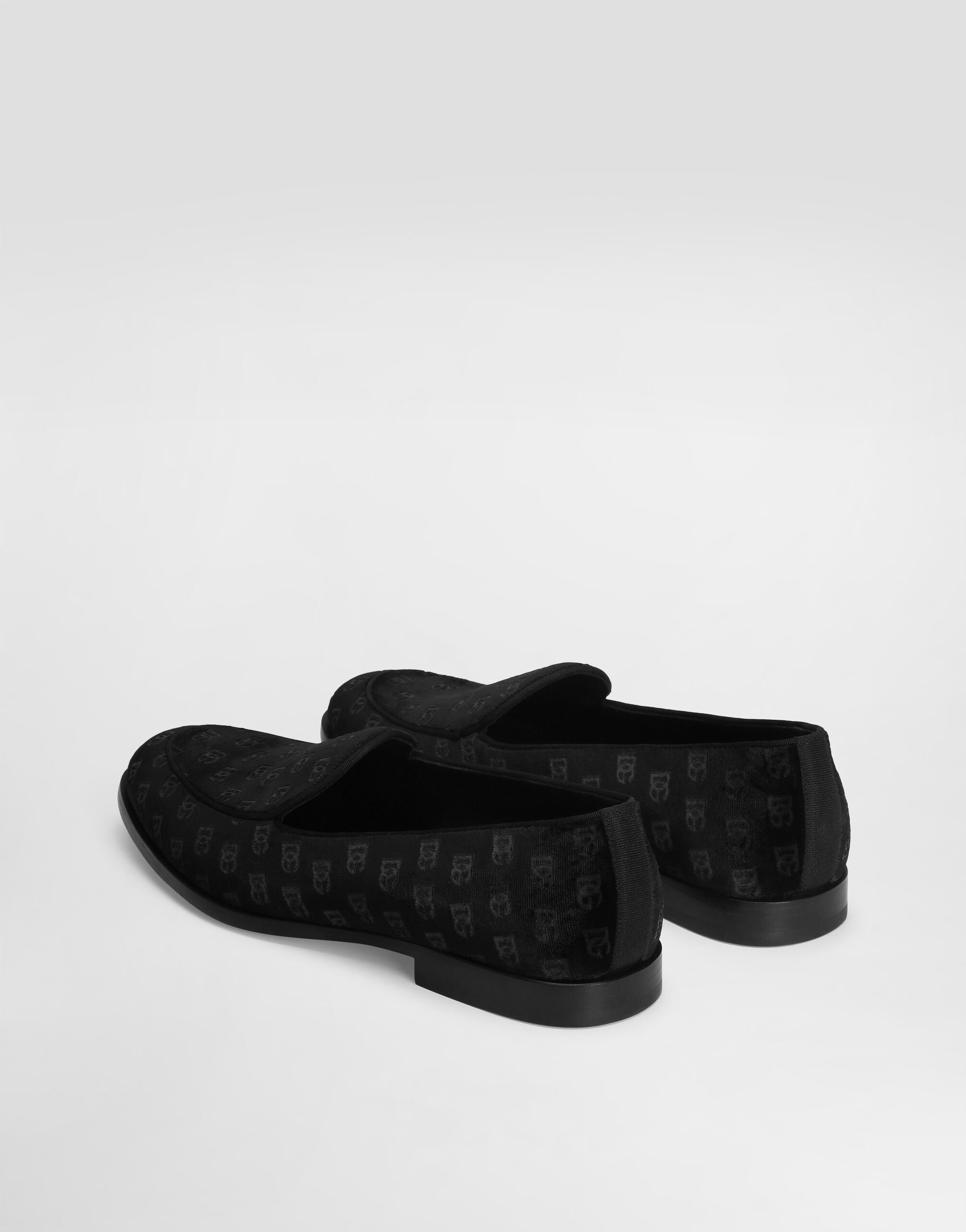 サンダル Dolce & Gabbana SLIPPER (A80506A9Q67 80999) Velvet slippers with coat of arms embroidery in Blue for Men
