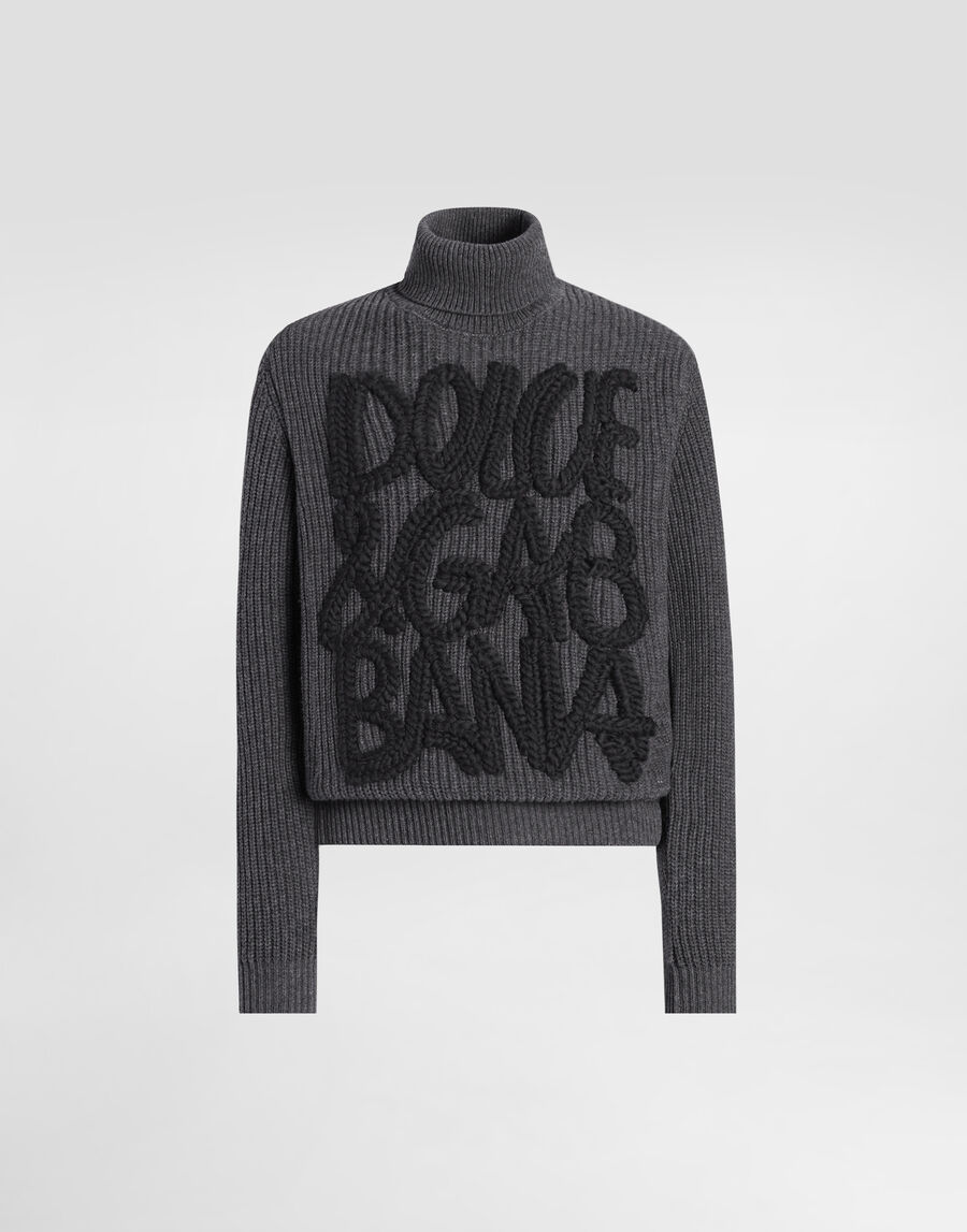 Wool turtleneck with embroidery