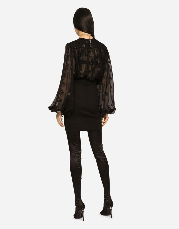 Dolce & Gabbana Мини-юбка из ткани пунто с логотипом DG черный F4CJDTFUGPN