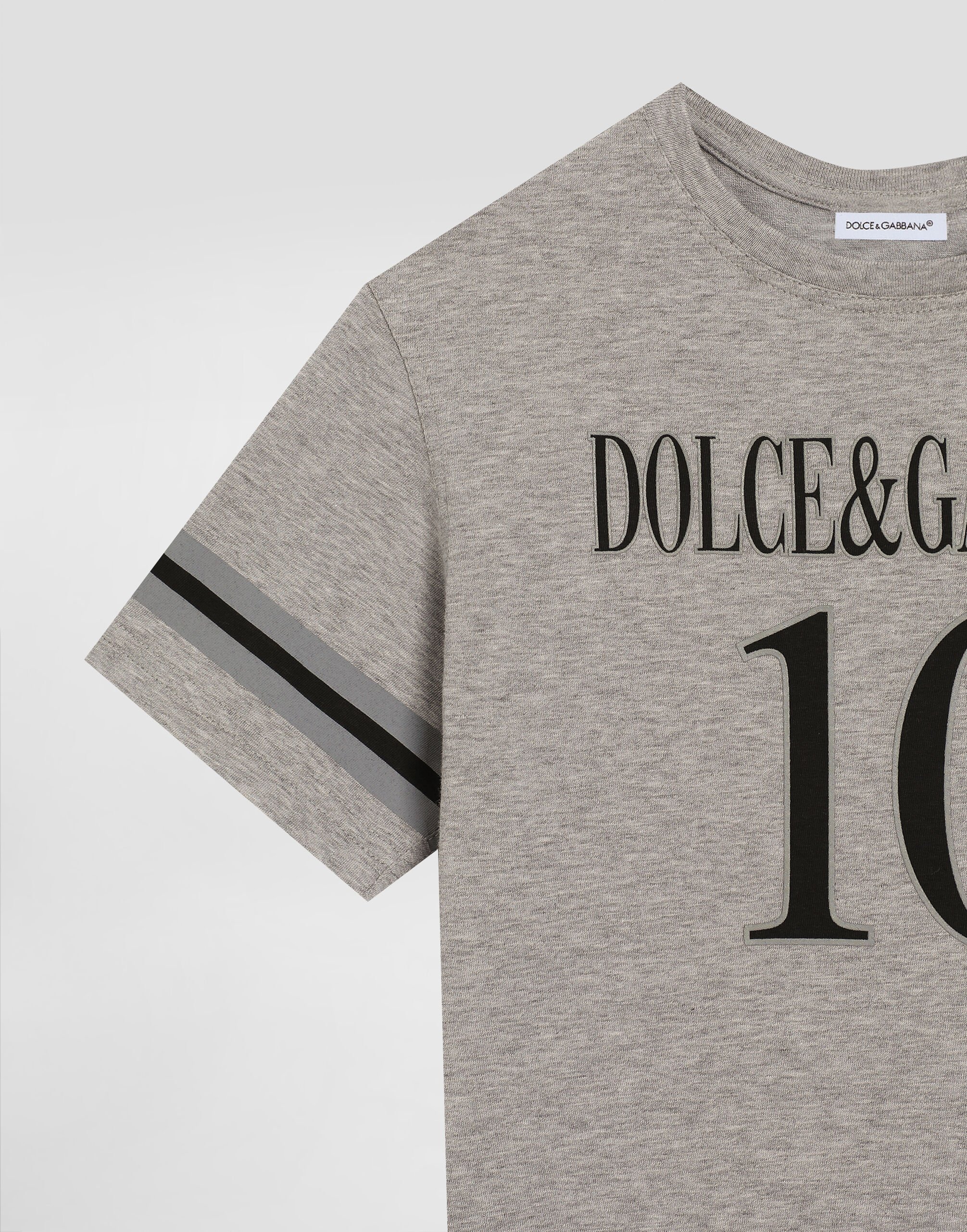 Dolce & Gabbana GREY PRINTED T-SHIRT プリント Tシャツ ロゴ Jersey T-shirt with Dolce&Gabbana logo in Grey for Boys