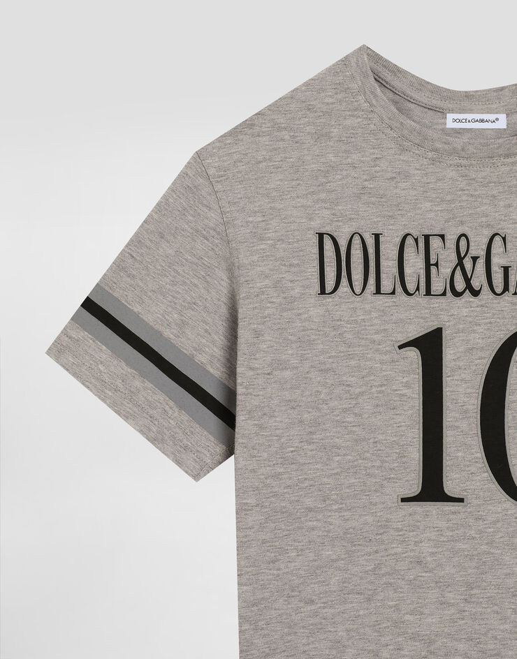 Dolce & Gabbana Jersey T-shirt with Dolce&Gabbana logo Grey L4JTHVG7O4V