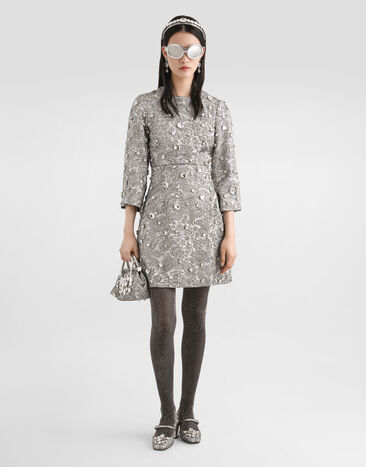 Dolce & Gabbana Floral lamé jacquard dress with embroidery Multicolor F6TZIZGDDG9