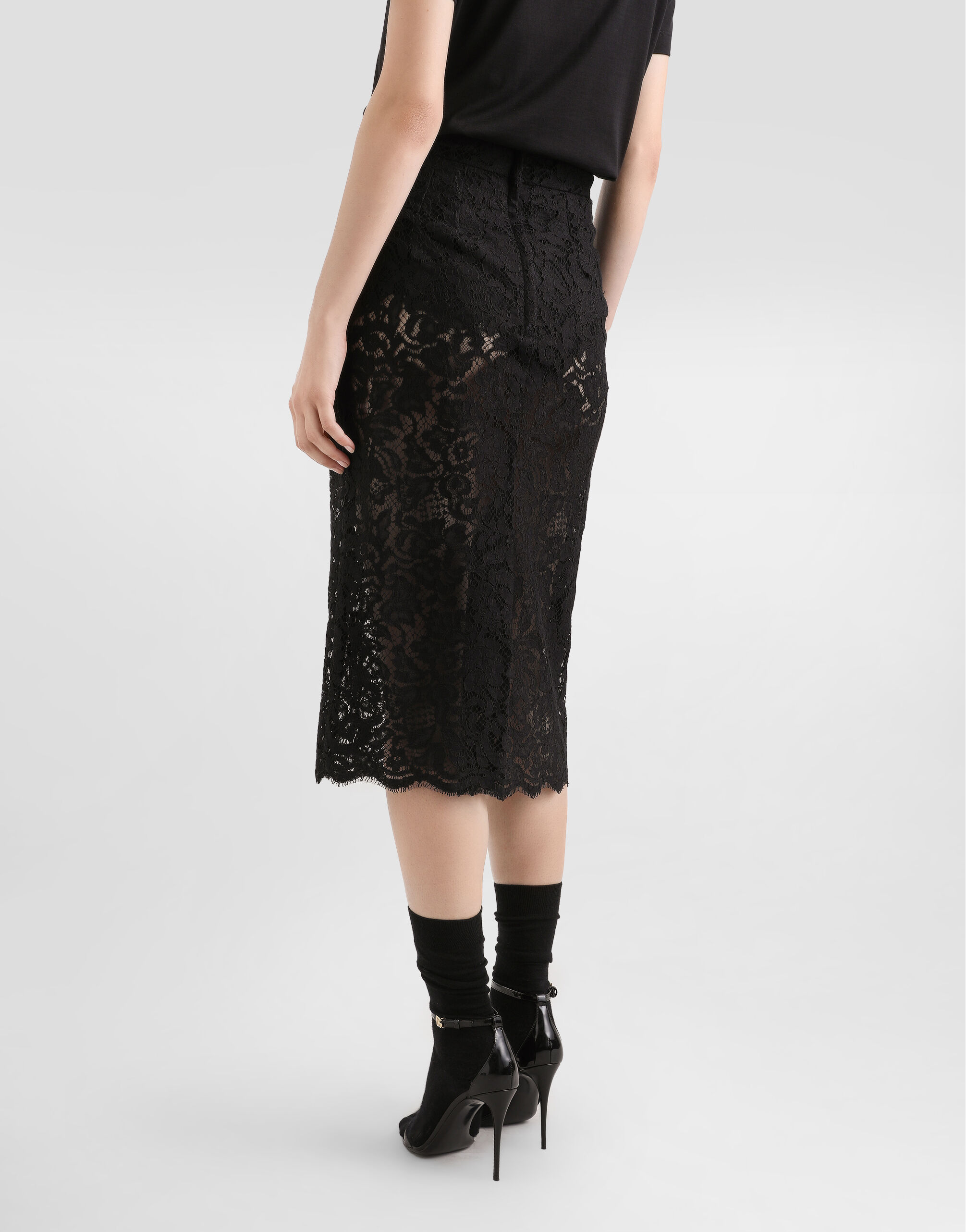Cordonetto lace midi skirt in Black for Women | Dolce&Gabbana® US