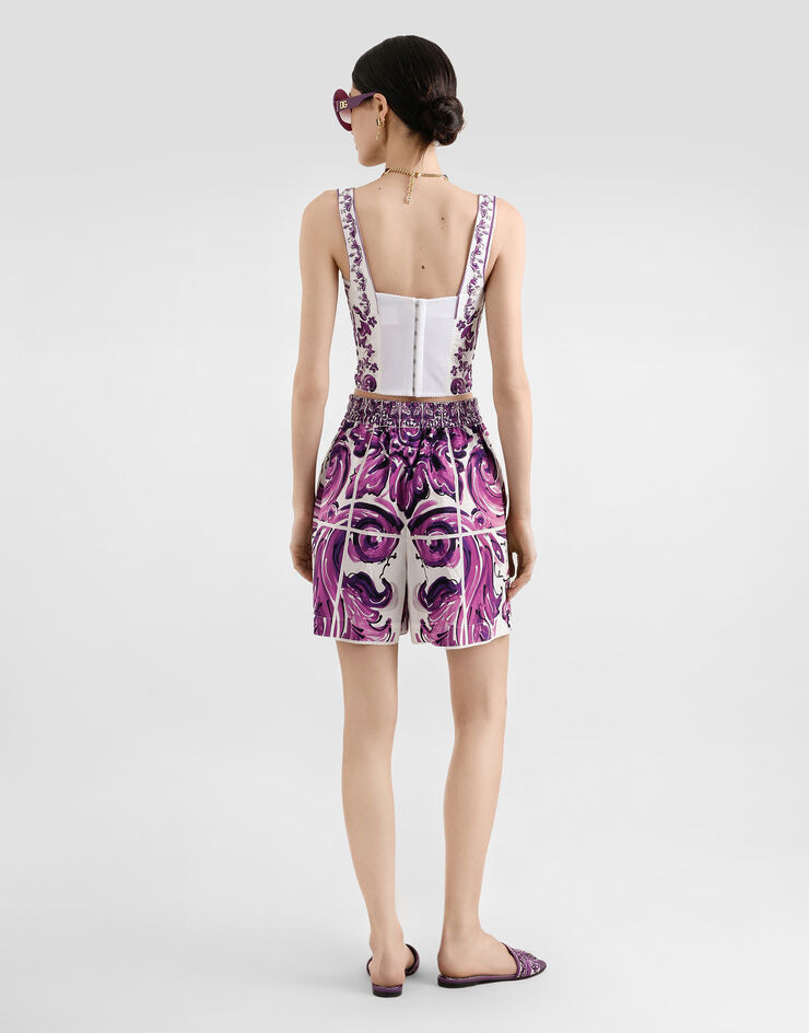 Dolce & Gabbana Majolica-print poplin bustier Multicolor F7BB1TFI5LS