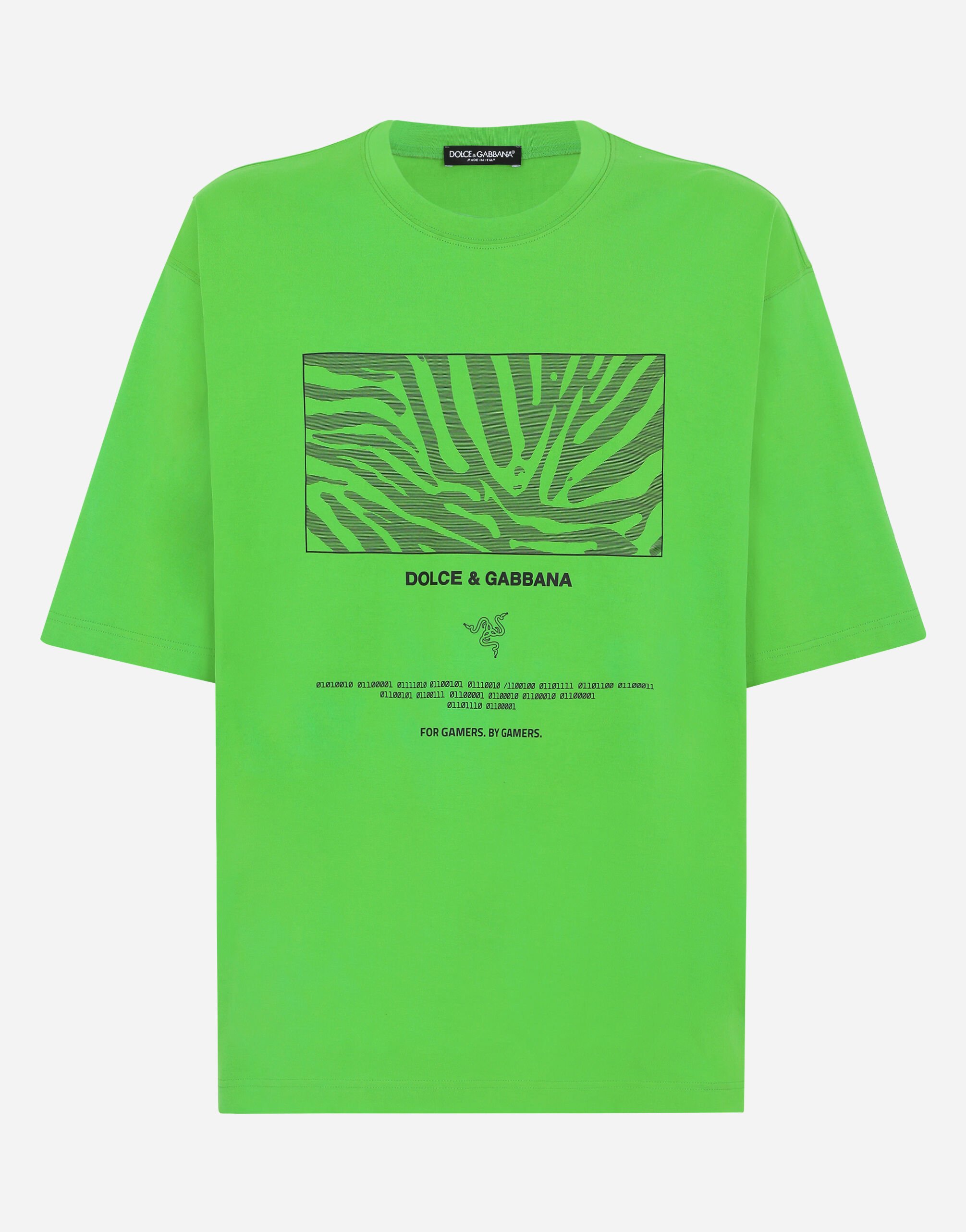 Dolce & Gabbana T-Shirt aus Baumwolle mit Print RAZER Schwarz I8ANTMG7M9C