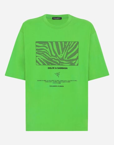Dolce & Gabbana Cotton T-shirt with print RAZER Green I8ANTMG7M9E