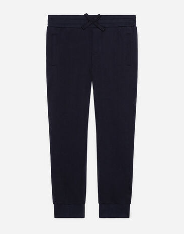Dolce & Gabbana Jersey jogging pants with logo plate Blue L4JPT0G7OLJ