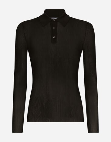 Dolce & Gabbana Camiseta tipo polo de viscosa acanalada Gris GXP80TJFMK7