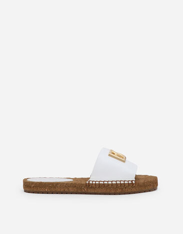 Dolce & Gabbana Nappa leather espadrille sliders with DG logo Yellow CQ0598AT850