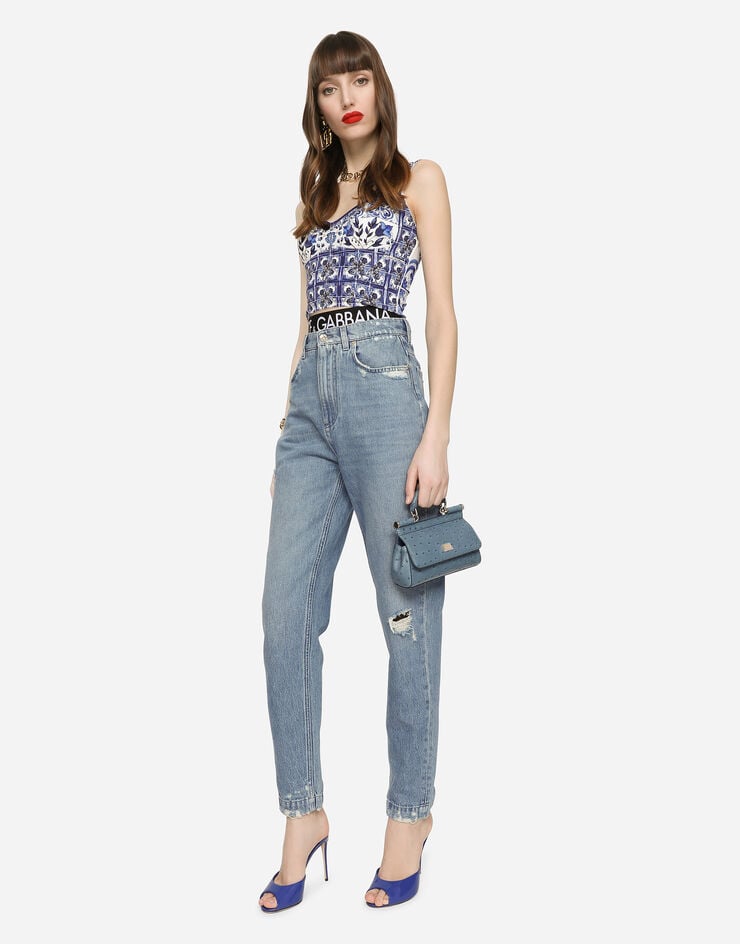 Dolce & Gabbana Jeans in denim con piccole rotture Multicolore FTBXGDG8GJ3
