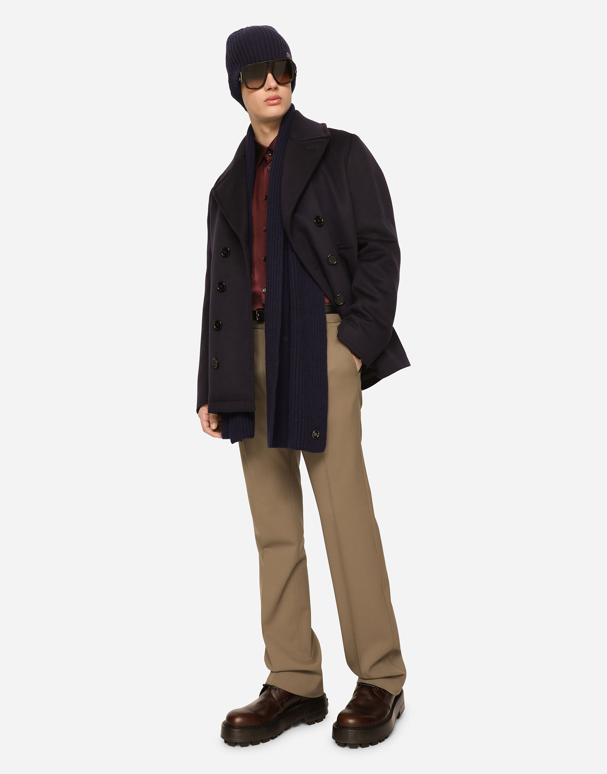 Cashmere pea coat in Blue for Dolce Gabbana US