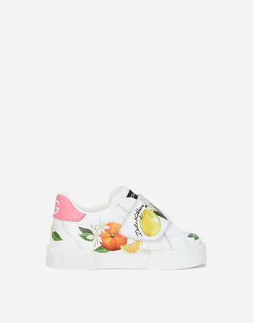 Dolce & Gabbana Printed calfskin Portofino sneakers Blue DL0085A4434