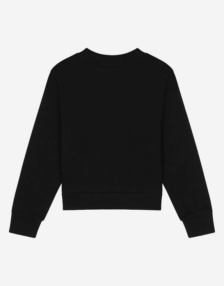Dolce & Gabbana Sweatshirt aus Jersey mit Logoplakette Schwarz L5JWARG7M4V