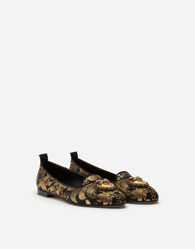 Dolce & Gabbana Jacquard Devotion slippers GOLD/SCHWARZ CP0146AJ765