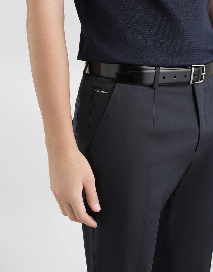 Dolce & Gabbana Stretch cotton pants with branded tag Blue GVB6ETFUFMJ