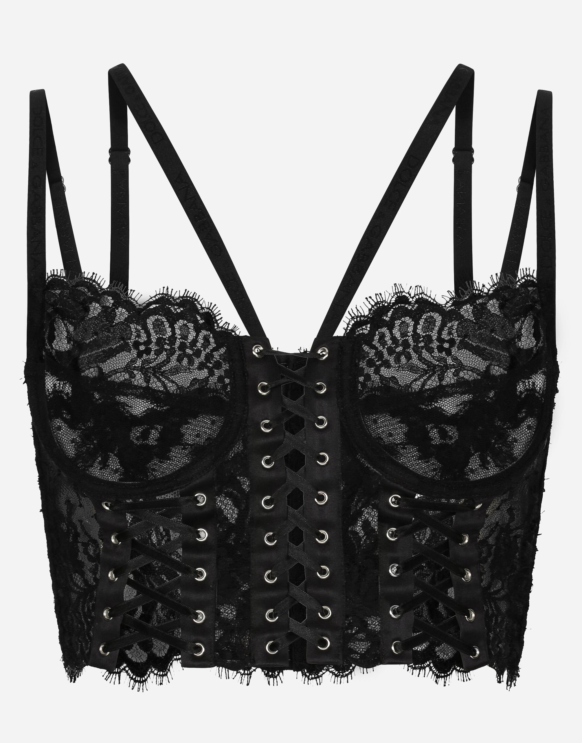Dolce & Gabbana Lace lingerie corset with straps and eyelets Silver O2E28TFUGRA