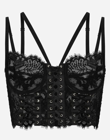 Dolce & Gabbana ランジェリービスチェ レース ショルダーストラップ＆アイレット ブラック O7D30TONM80