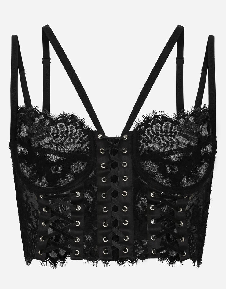 Dolce & Gabbana Bustier lingerie en dentelle à bretelles et œillets Noir O7D30TONM80