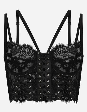 Dolce & Gabbana Lace lingerie corset with straps and eyelets Silver O2E28TFUGRA